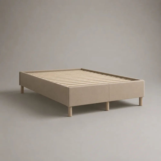 Polsterbett mit Lattenrost und Polyesterbezug, Beige, Liegefläche 160 × 200 cm, Gesamtmaß 206 × 166 × 35 cm