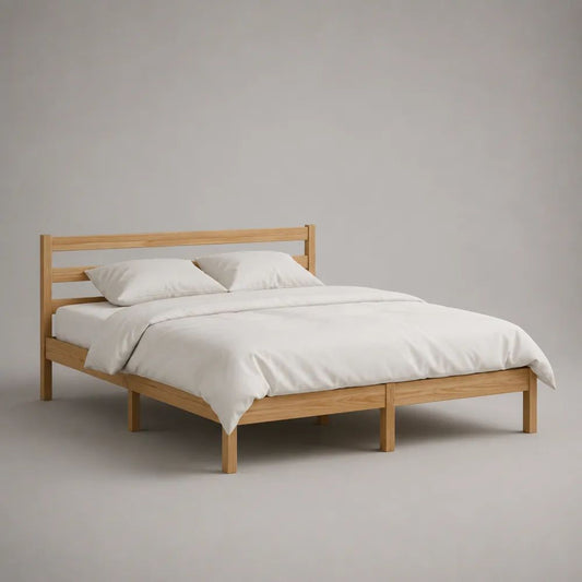 Doppelbett-Bettgestell aus massivem Kiefernholz, Natur, Liegefläche 160 × 200 cm