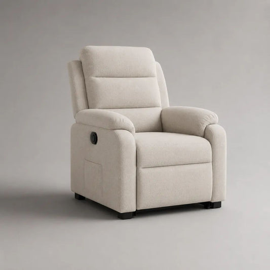 Relaxsessel Fernsehsessel mit manueller Liegefunktion aus Stoff in Cremeweiß, 92 × 94 × 105 cm